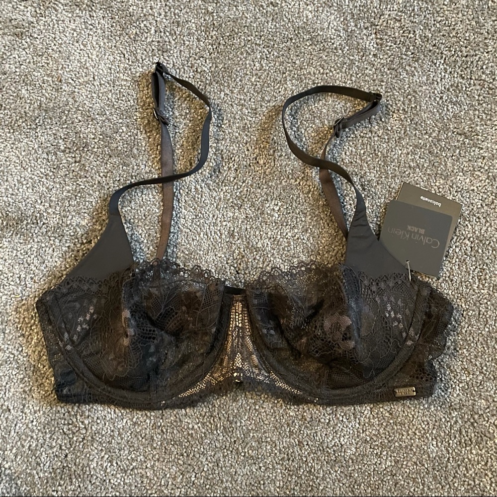 CALVIN KLEIN UNDERWEAR BLACK LACE BRA 34C